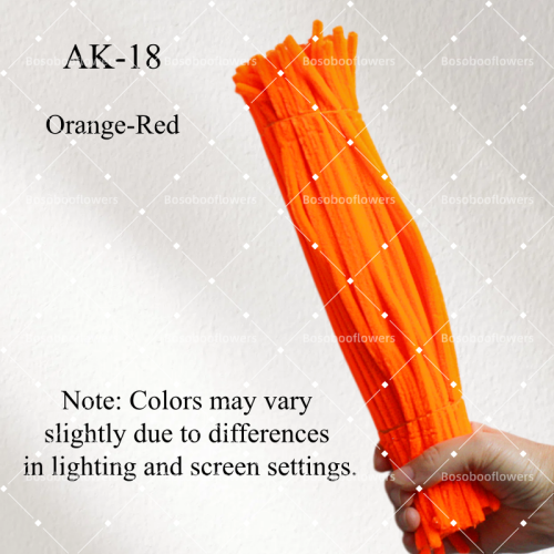 AK-18 Orange Red Pipe Cleaners Chenille Stems Fuzzy Stick Twisting Stick DIY Art Craft Supplies Bending Wires for Kids School Education Adults Floral Arrangement