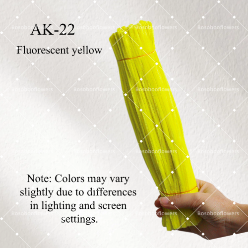 AK-22 Fluorescent Yellow Pipe Cleaners Chenille Stems Fuzzy Stick Twisting Stick DIY Art Craft Supplies Bending Wires for Kids School Education Adults Floral Arrangement