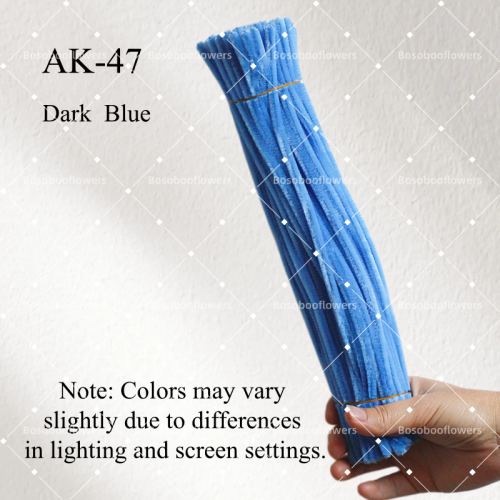 AK-47 Dark Blue Pipe Cleaners Chenille Stems Fuzzy Stick Twisting Stick DIY Art Craft Supplies Bending Wires for Kids School Education Adults Floral Arrangement