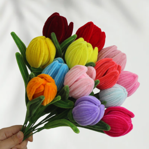 10 PCS * Handmade Pipe Cleaner Fat Tulip Flower Green Leaves Artificial Simulation Flower Indoor Home Desktop Party Wedding Decor 10 PCS * Handmade Pipe Cleaner Fat Tulip Flower Green Leaves Artificial Simulation Flower Indoor Home Desktop Party Wedding Decor