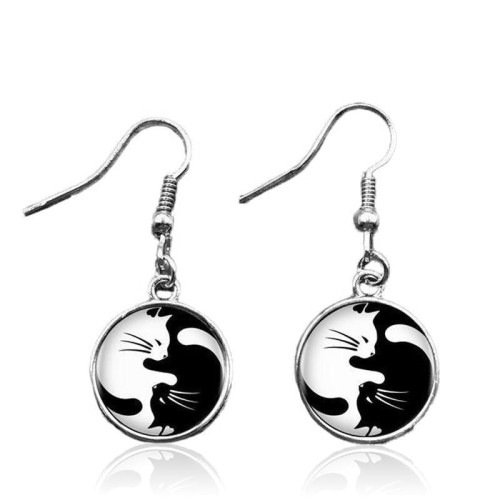 Black and White Cat Earrings