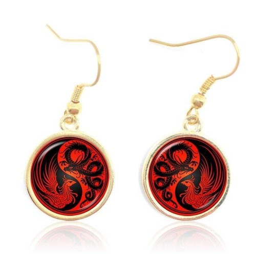 Tao Sig Dragon and Phoenix Earrings