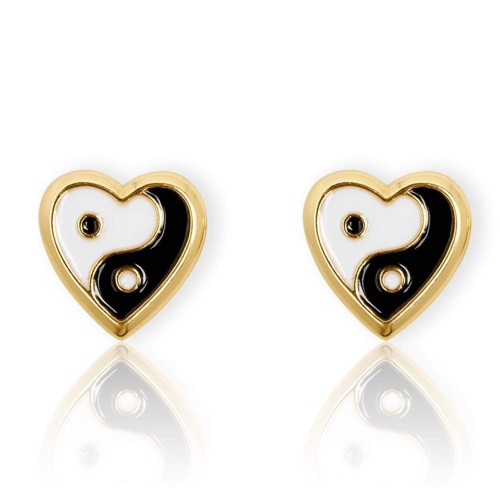 Gold Heart Shaped Stud Tao Sig Earrings