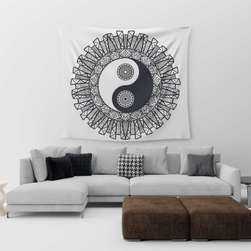 Black and White Tapestry Mandala