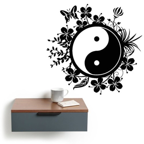 Black Butterfly Yin Yang Wall Art