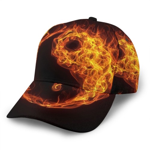 Black Yin Yang Hat on Fire