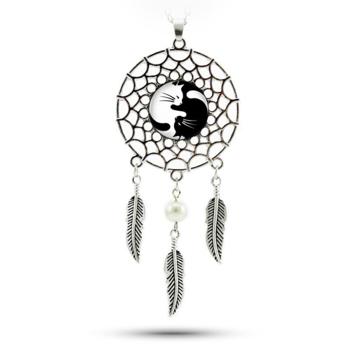 Yin Yang Cat Dream Catcher