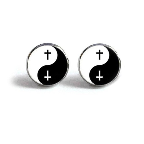 Christian Cross Yin Yang Earrings