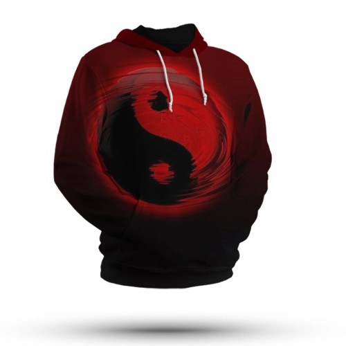 Dark Red Yin Yang Hoodie