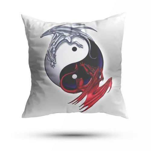 Yin Yang Dragon Throw Pillow