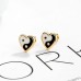 Gold Heart Shaped Stud Yin Yang Earrings