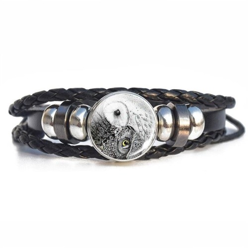 Yin Yang Leather Owl Bracelet