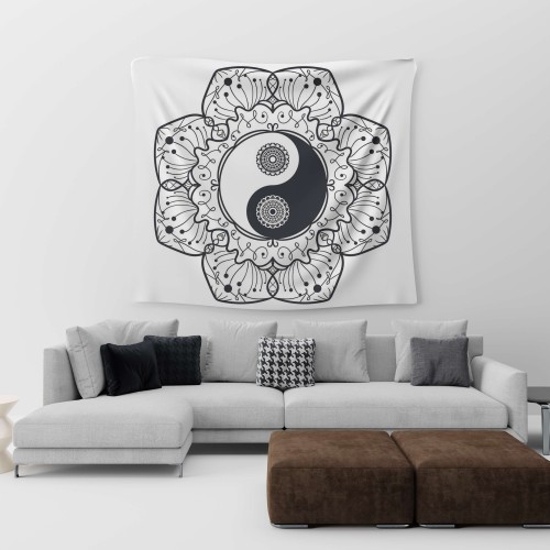 Lotus Mandala Yin Yang Tapestry