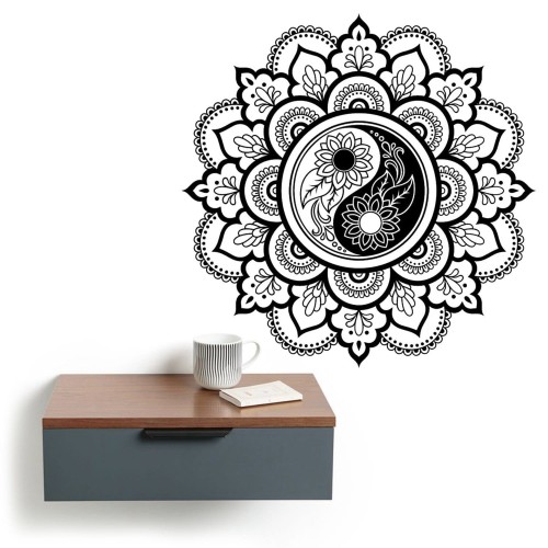 Mandala Flower Yin Yang Wall Sticker