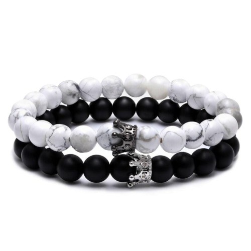 Yin Yang Men's Beaded Crown Bracelets