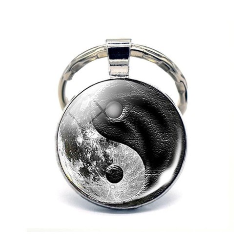 Yin Yang Moon Keychain
