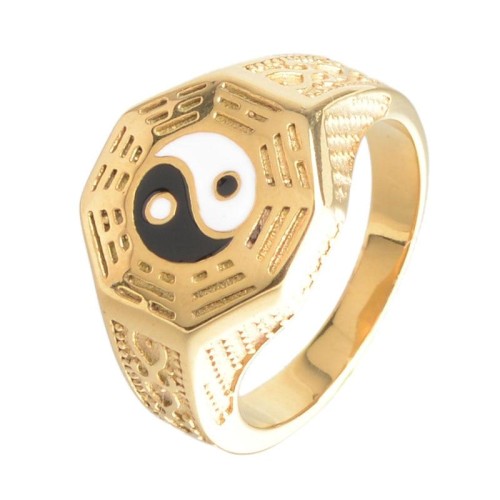 Octagon Gold Yin Yang Ring