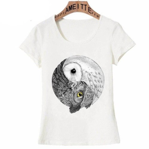 Owl Yin Yang T-Shirt For Ladies