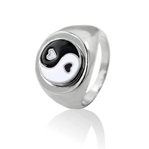 Small Gold Heart Yin Yang Ring