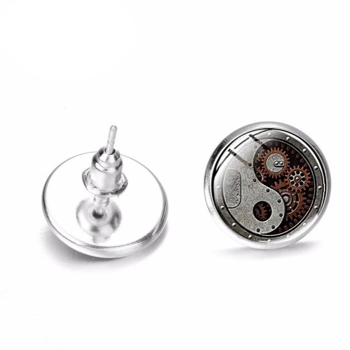 Steampunk Gear Yin Yang Earrings