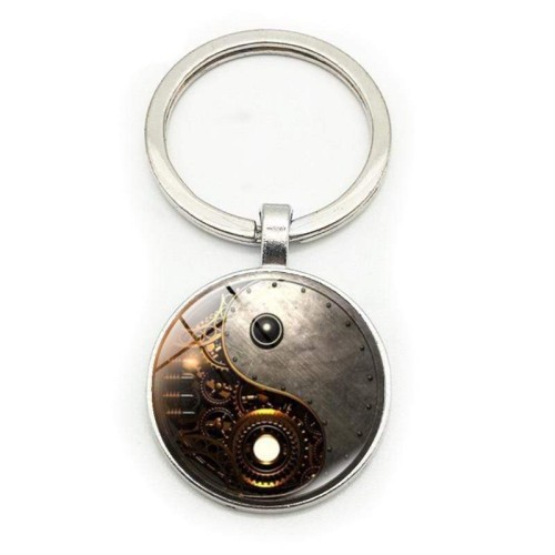 Steampunk Yin Yang Keychain