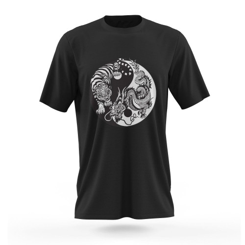 Tiger and Dragon Yin Yang Shirt White