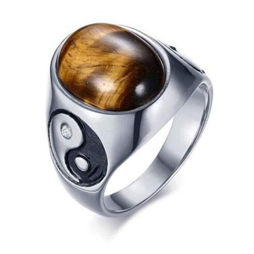 Tiger Eye Stone Yin Yang Ring
