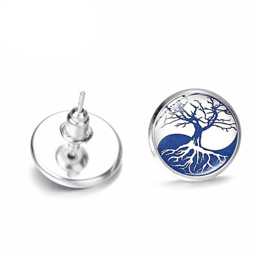 Yin Yang Tree of Life Stud Earrings