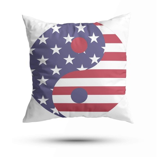 Usa Flag Yin Yang Pillow Case