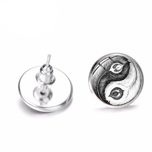 White Feather Yin Yang Earrings