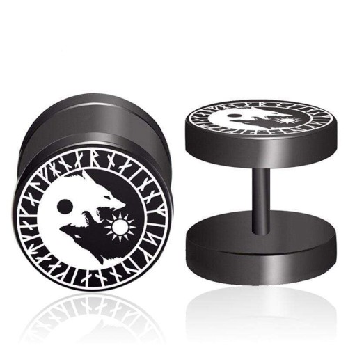 Yin Yang Wolf Earrings For Men