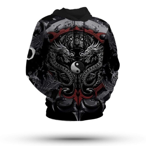 Yin Yang Dragon and Tiger Hoodie